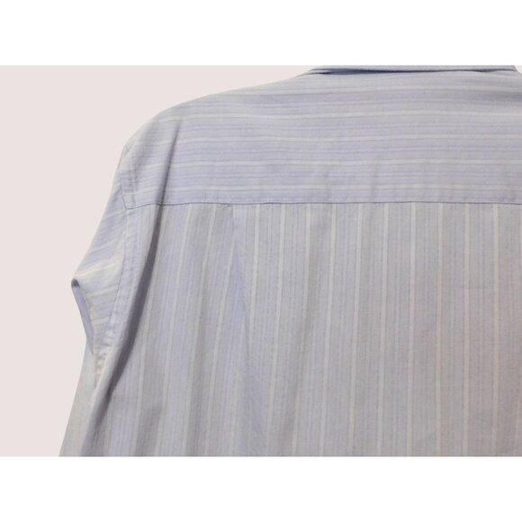 Donald Trump Shirt Mens 17 34-35 Blue Stripe Long Sleeve Pocket Button Up Cotton - Picture 4 of 5